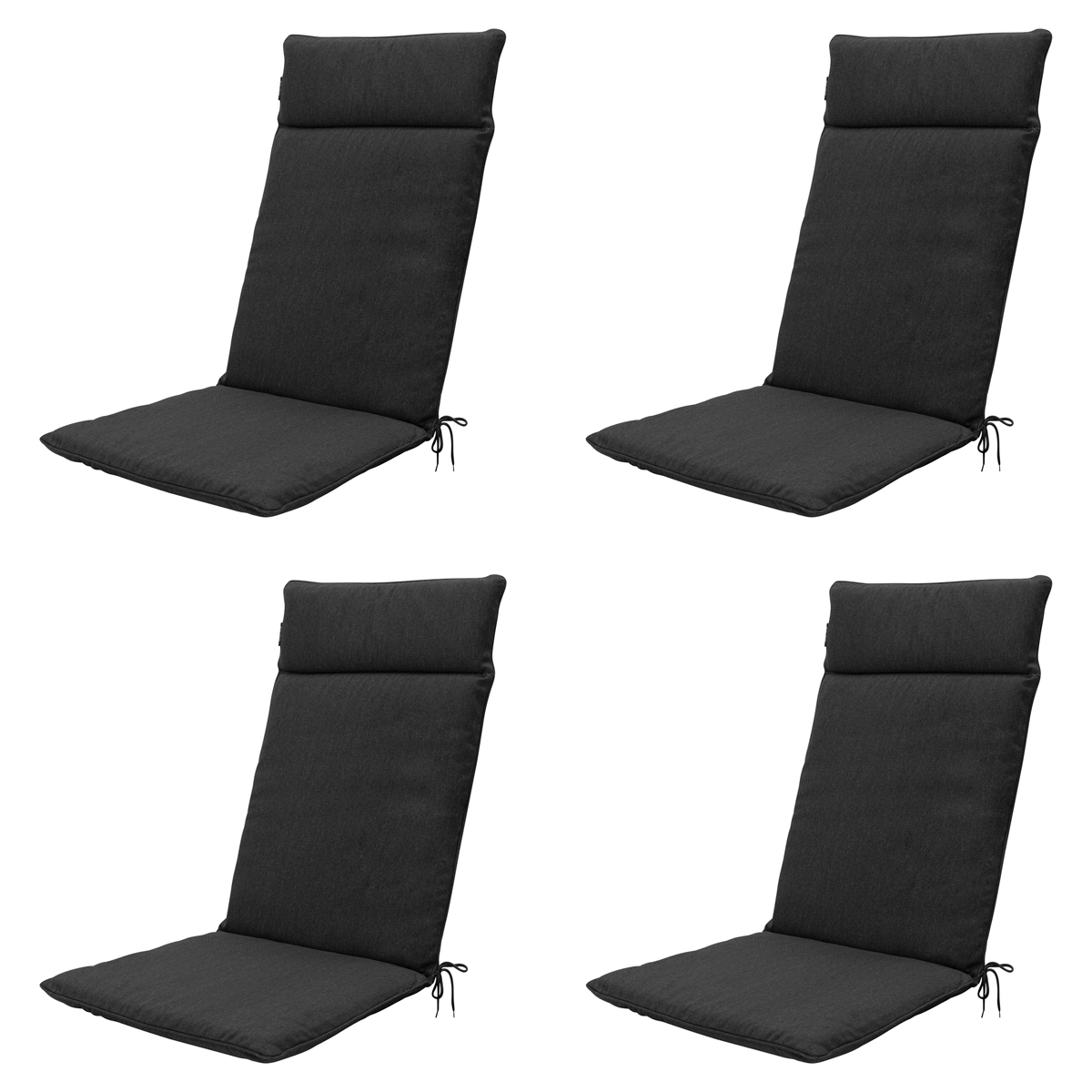 Madison -  Tuinstoelkussen Hoge Rug Black canvas eco+ - Ca. 120x50 cm - Set van 4