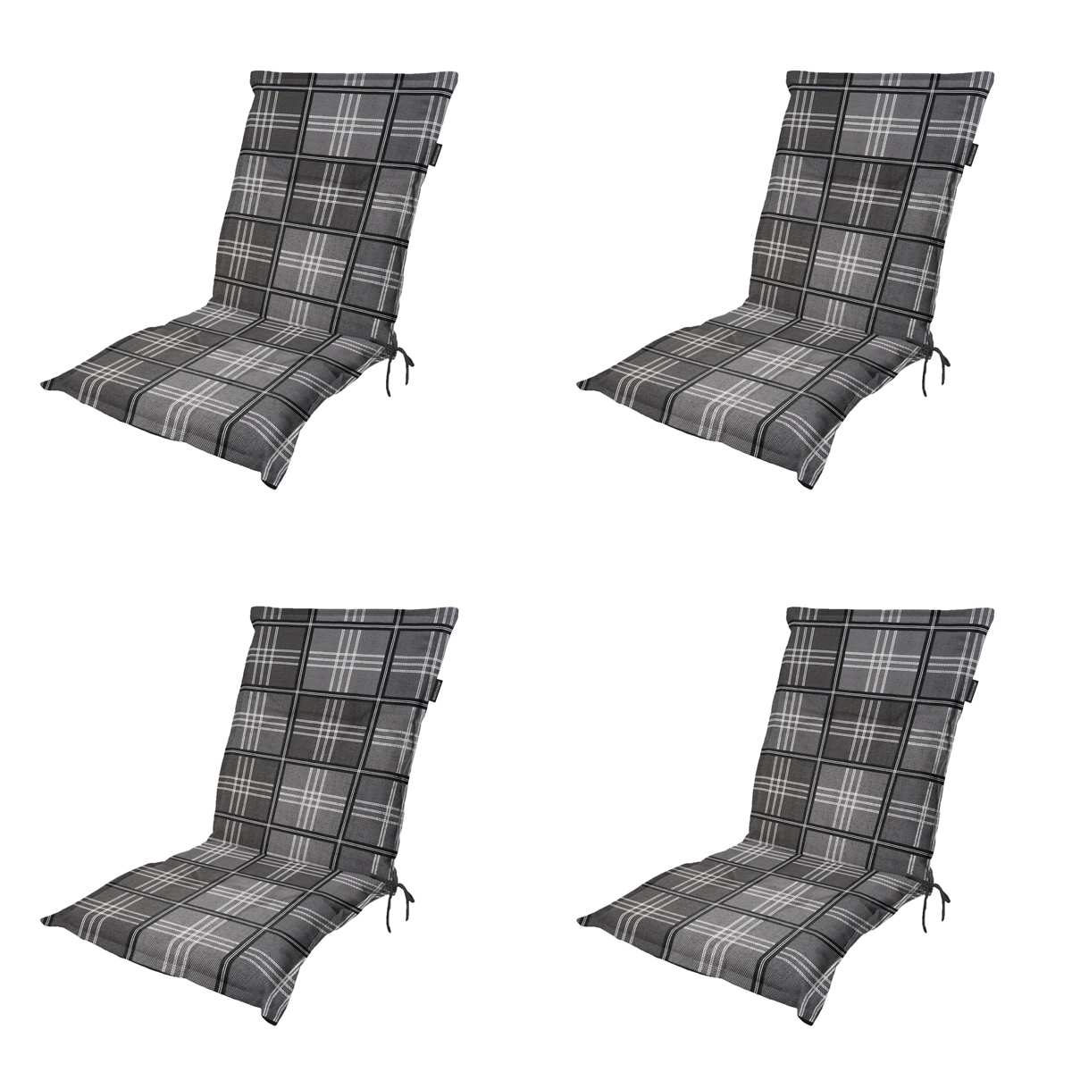 Madison -  Tuinstoelkussen Lage Rug Patchy grey - Ca. 105x50 cm - Set van 4