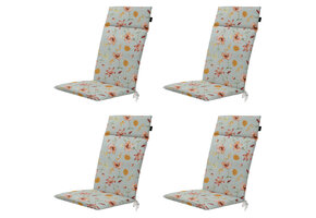 Madison -  Tuinstoelkussen Hoge Rug Florina orange - Ca. 120x50 cm - Set van 4