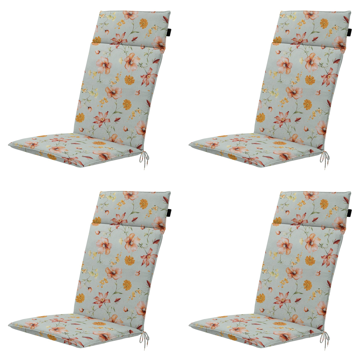 Madison -  Tuinstoelkussen Hoge Rug Florina orange - Ca. 120x50 cm - Set van 4