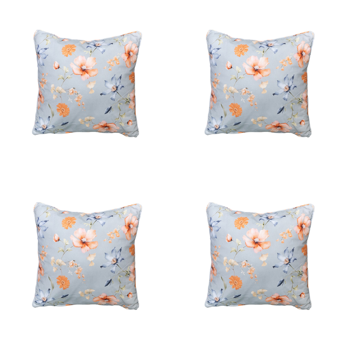 Madison -  Sierkussen Florina blue - Ca. 50x50 cm - Set van 4