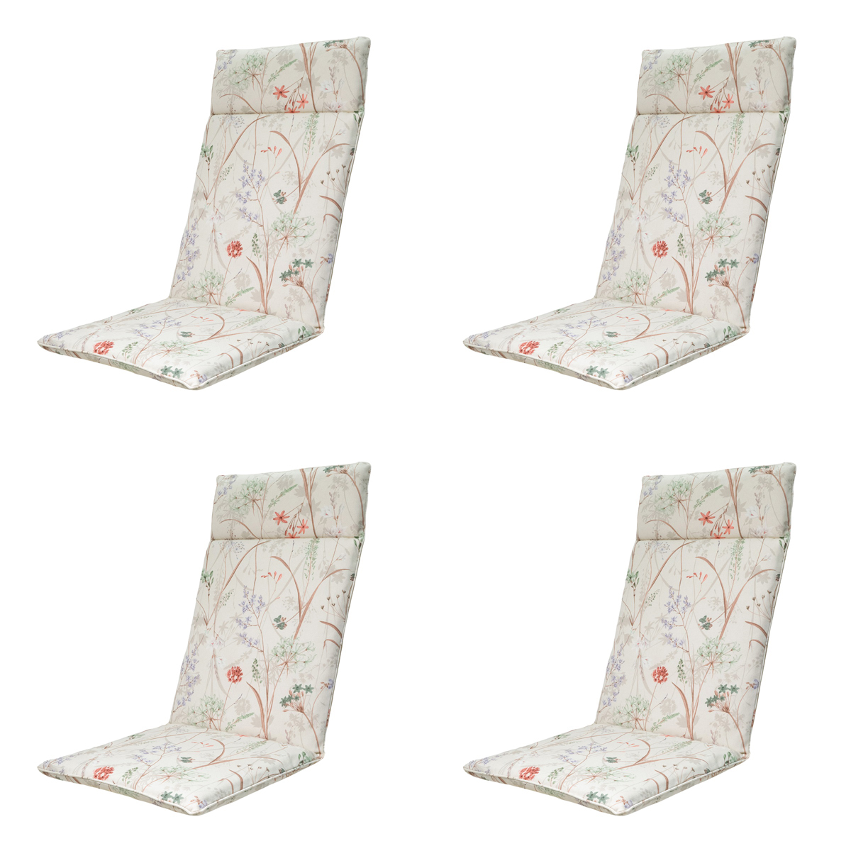 Madison -  Tuinstoelkussen Hoge Rug Donna natural canvas eco+ - Ca. 120x50 cm - Set van 4