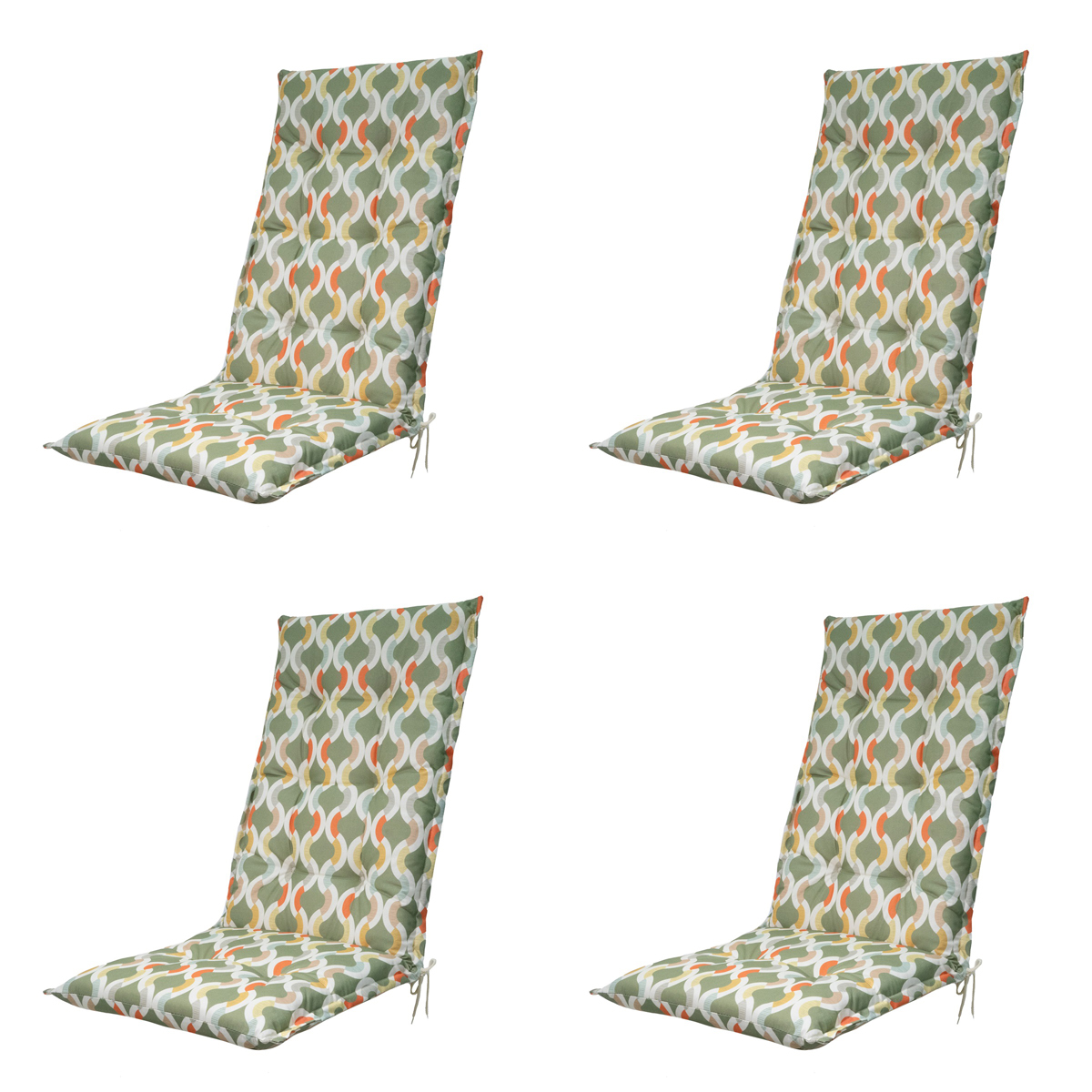 Madison -  Tuinstoelkussen Hoge Rug Trivia green - Ca. 123x50 cm - Set van 4