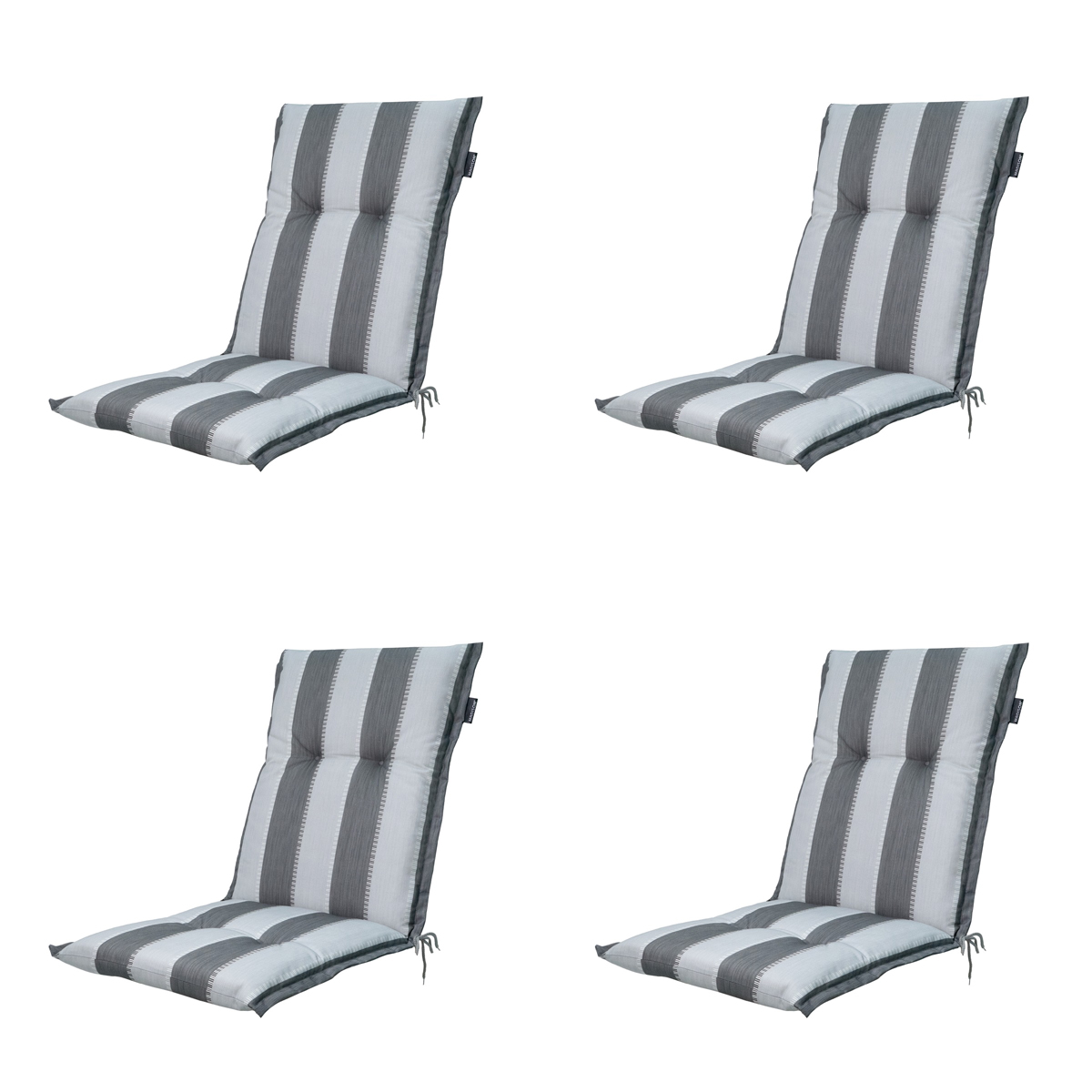 Madison - Tuinstoelkussen Lage Rug Banda grey - Ca. 105x50 cm - Set van 4