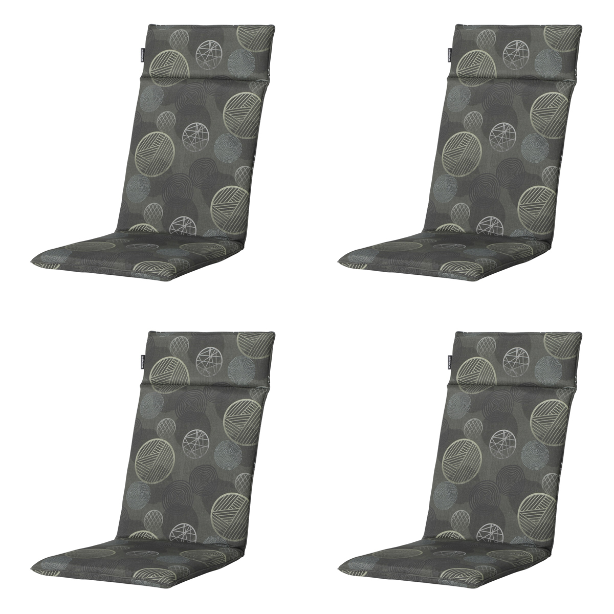 Madison -  Tuinstoelkussen Hoge Rug Circle green - Ca. 120x50 cm - Set van 4
