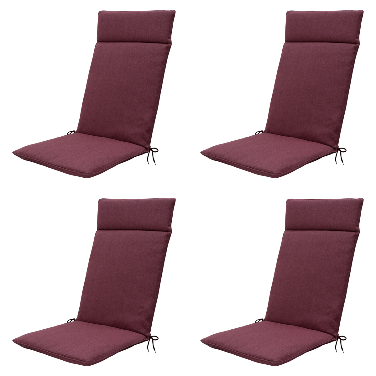 Madison -  Tuinstoelkussen Hoge Rug Bordeaux canvas eco+ - Ca. 120x50 cm - Set van 4