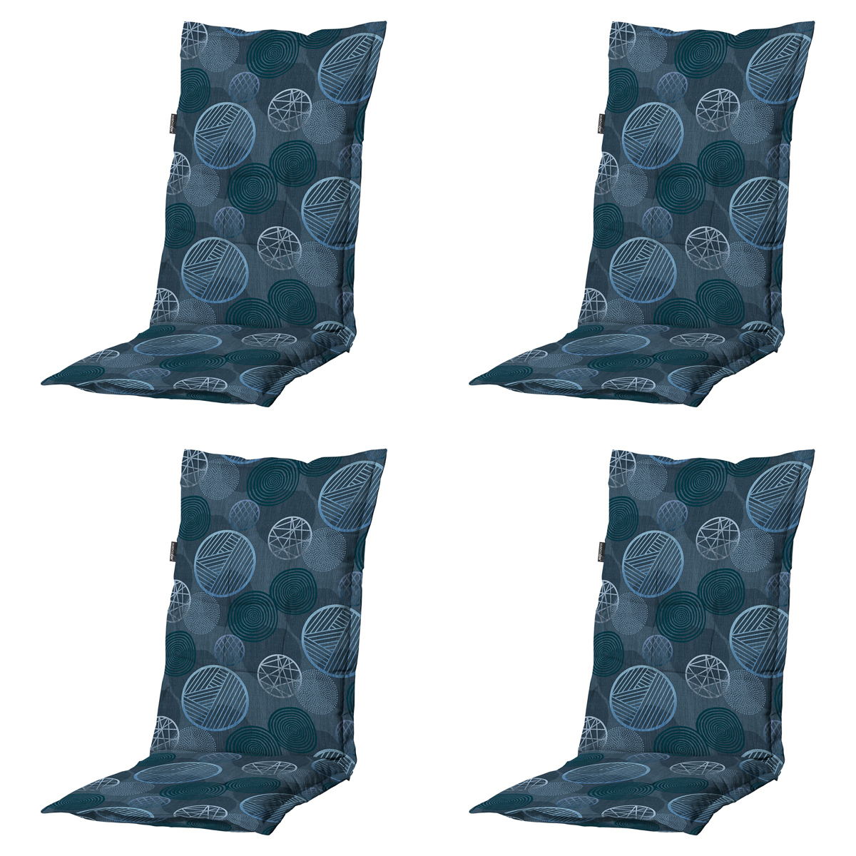 Madison -  Tuinstoelkussen Hoge Rug Circle blue - Ca. 123x50 cm - Set van 4