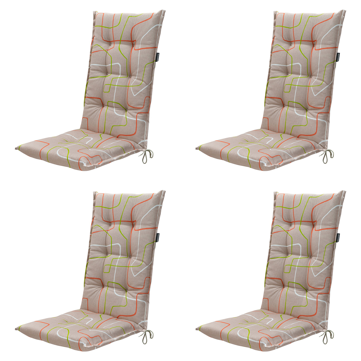 Madison -  Tuinstoelkussen Hoge Rug Joah terra - Ca. 123x50 cm - Set van 4