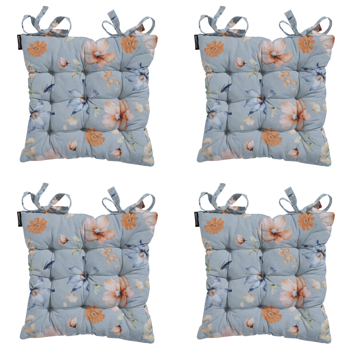 Madison -  Zitkussen Toscane Florina blue - Ca. 46x46 cm - Set van 4