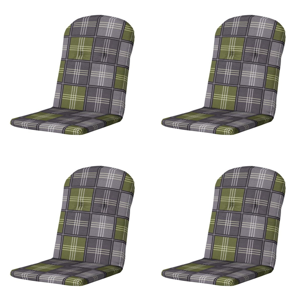 Madison -  Kuipstoelkussen Hoge Rug Patchy olive - Ca. 96x45 cm - Set van 4