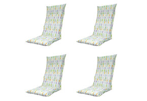 Madison -  Tuinstoelkussen Hoge Rug Trivia mint - Ca. 123x50 cm - Set van 4