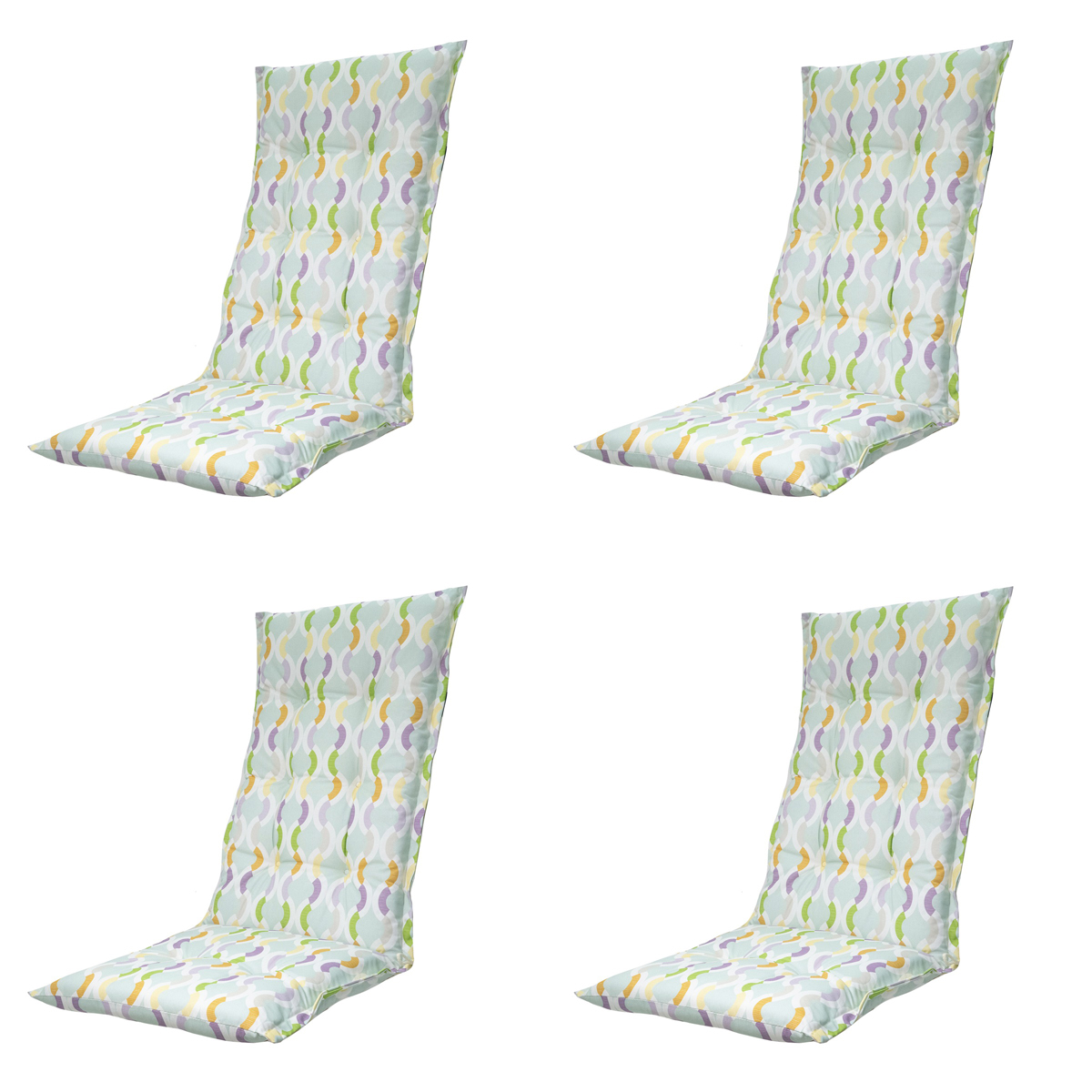 Madison -  Tuinstoelkussen Hoge Rug Trivia mint - Ca. 123x50 cm - Set van 4