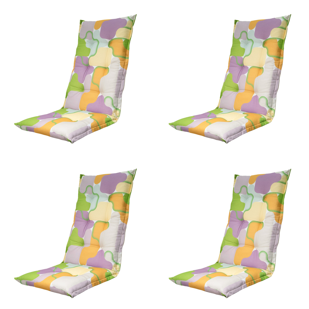 Madison -  Tuinstoelkussen Hoge Rug Grafi lila - Ca. 123x50 cm - Set van 4