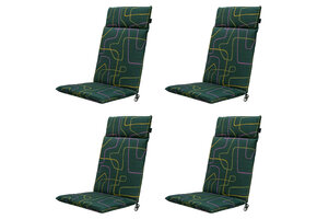 Madison -  Tuinstoelkussen Hoge Rug Joah green - Ca. 120x50 cm - Set van 4