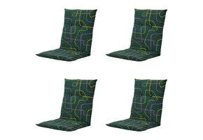 Madison -  Tuinstoelkussen Lage Rug Joah green - Ca. 105x50 cm - Set van 4