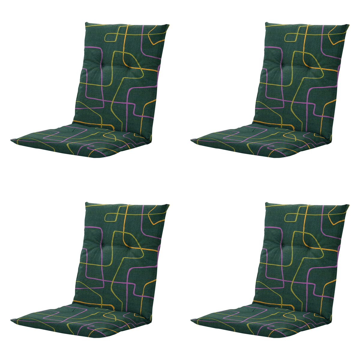 Madison -  Tuinstoelkussen Lage Rug Joah green - Ca. 105x50 cm - Set van 4