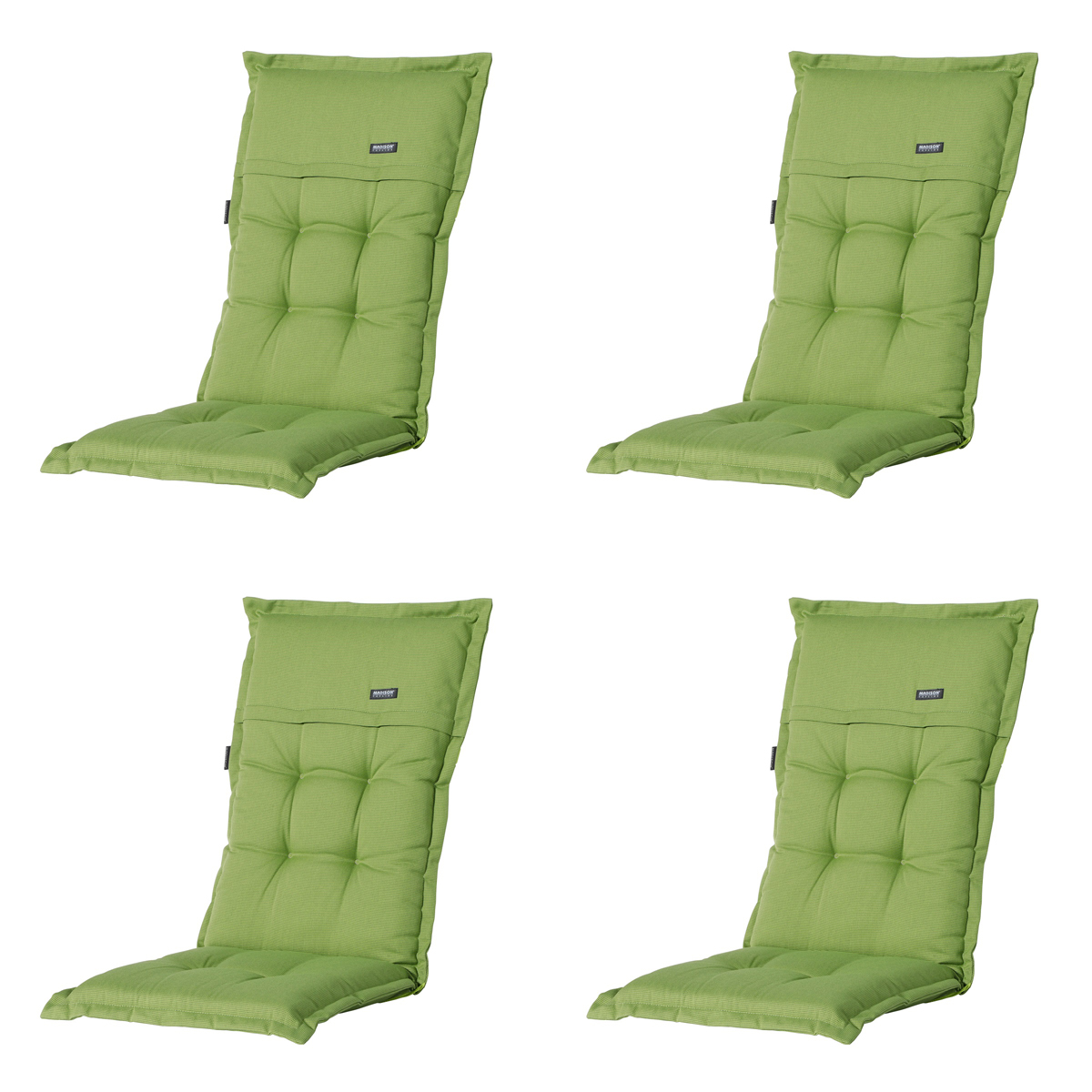 Madison -  Tuinstoelkussen Hoge Rug Rib lime - Ca. 123x50 cm - Set van 4