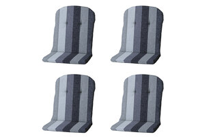 Madison -  Kuipstoelkussen Hoge Rug Victoria grey - Ca. 96x45 cm - Set van 4