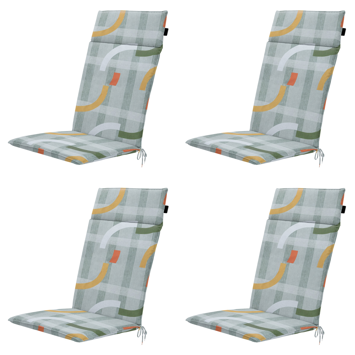 Madison -  Tuinstoelkussen Hoge Rug Tess orange - Ca. 120x50 cm - Set van 4