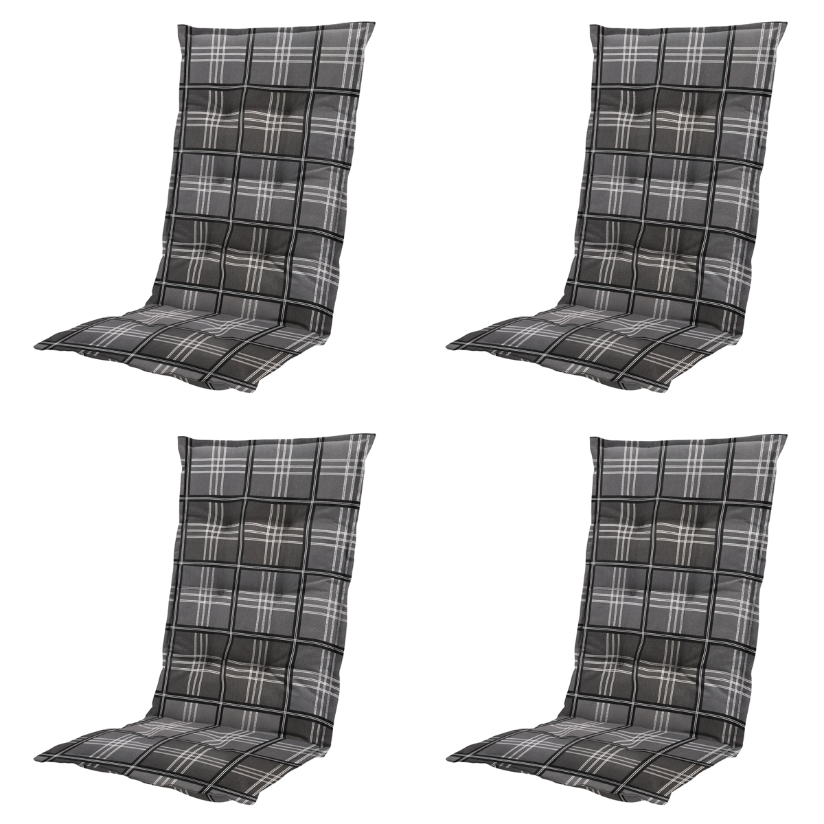 Madison -  Tuinstoelkussen Hoge Rug Patchy grey - Ca. 123x50 cm - Set van 4
