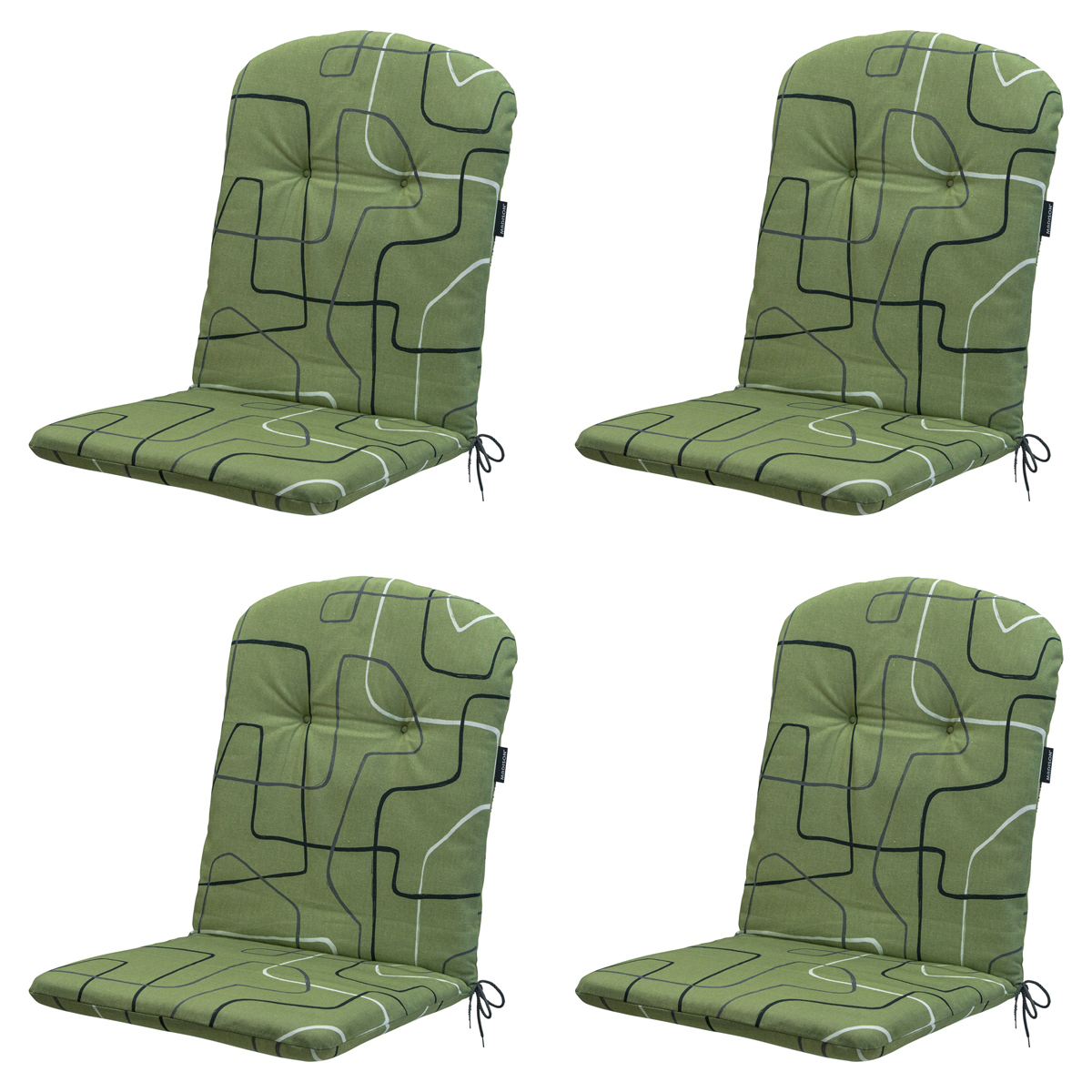 Madison -  Kuipstoelkussen Hoge Rug Joah sage - Ca. 96x45 cm - Set van 4