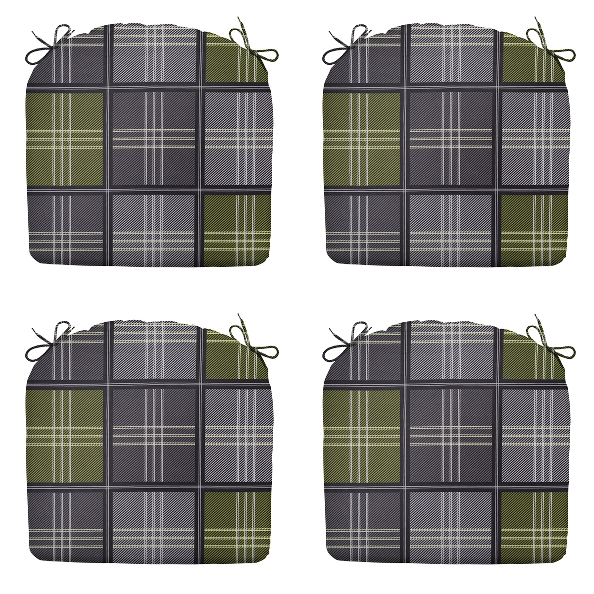 Madison -  Zitkussen Patchy olive - Ca. 46x48 cm - Set van 4