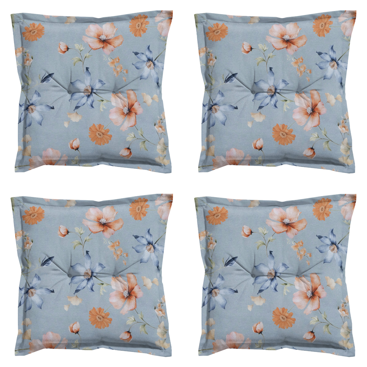 Madison -  Zitkussen Florina blue - Ca. 50x50 cm - Set van 4