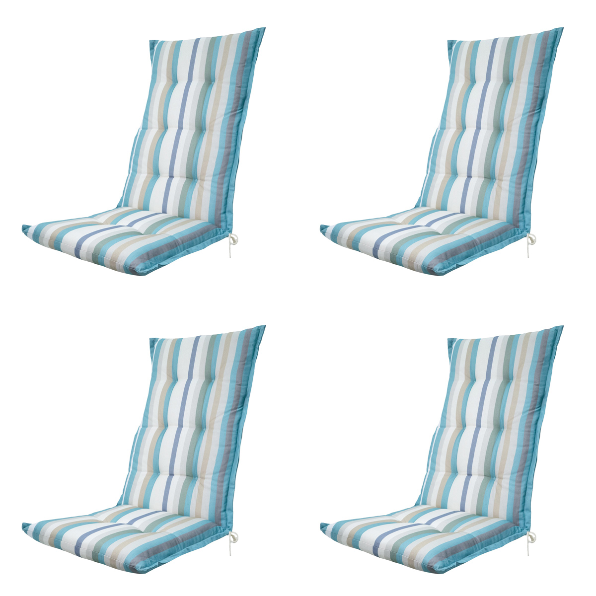 Madison -  Tuinstoelkussen Hoge Rug Righe azure - Ca. 123x50 cm - Set van 4