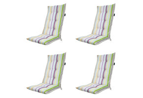 Madison -  Tuinstoelkussen Hoge Rug Righe purple - Ca. 123x50 cm - Set van 4
