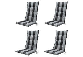 Madison -  Tuinstoelkussen Hoge Rug Alice grey - Ca. 123x50 cm - Set van 4