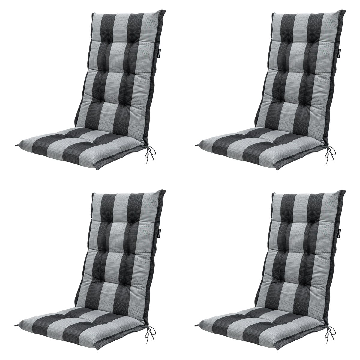 Madison -  Tuinstoelkussen Hoge Rug Alice grey - Ca. 123x50 cm - Set van 4