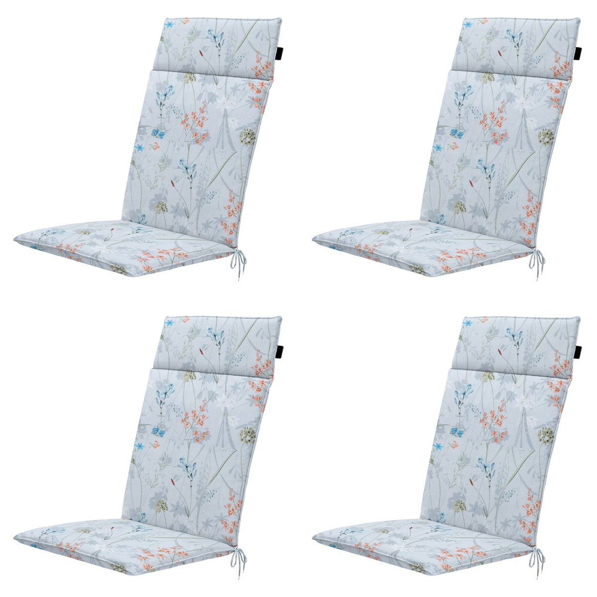 Madison -  Tuinstoelkussen Hoge Rug Donna azure canvas eco+ - Ca. 120x50 cm - Set van 4