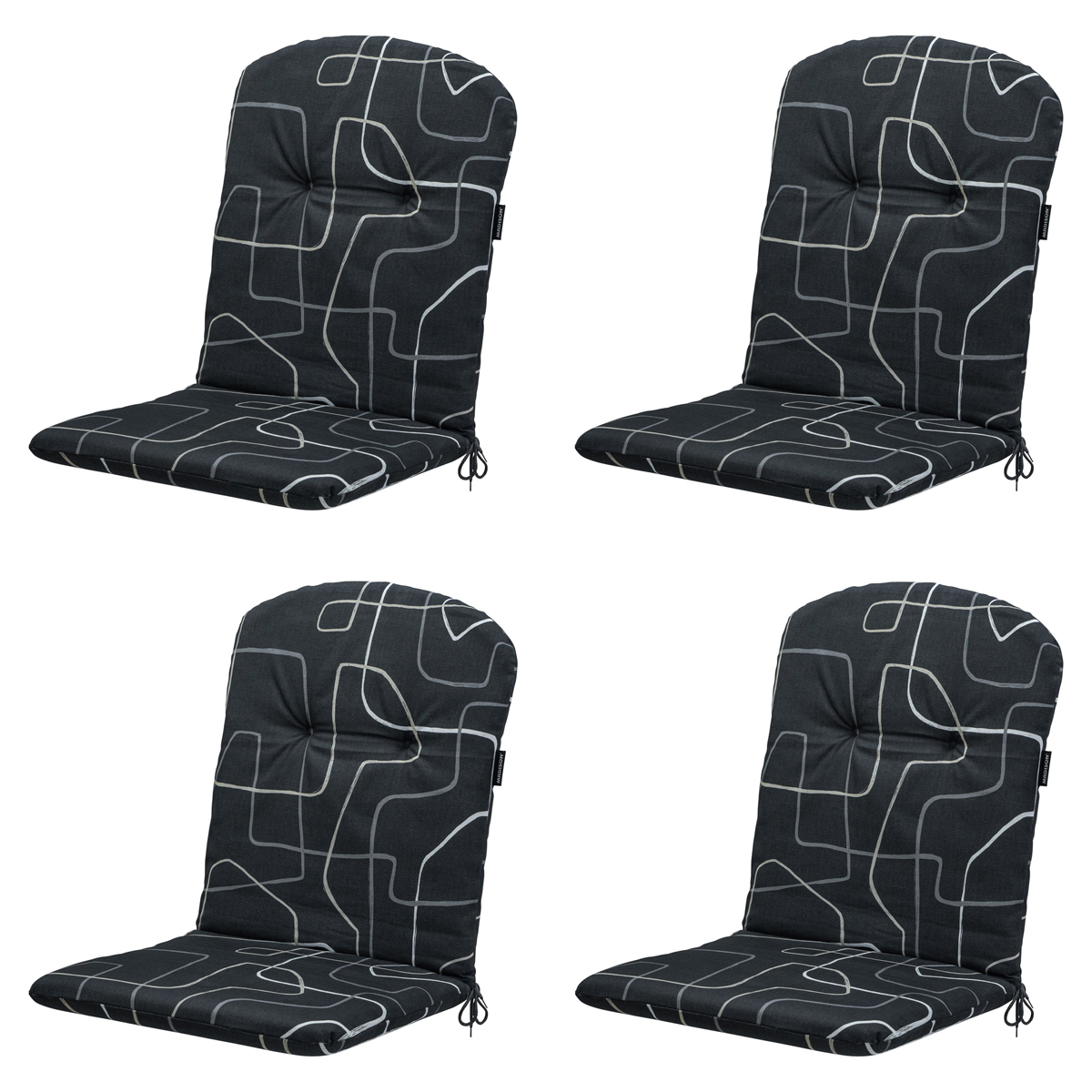 Madison -  Kuipstoelkussen Hoge Rug Joah grey - Ca. 96x45 cm - Set van 4