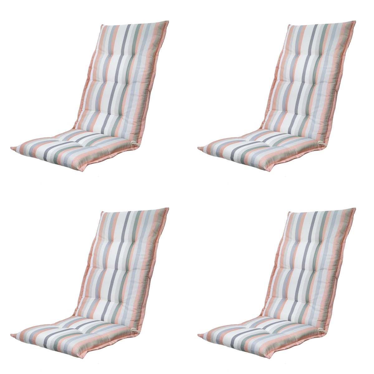 Madison -  Tuinstoelkussen Hoge Rug Righe salmone - Ca. 123x50 cm - Set van 4