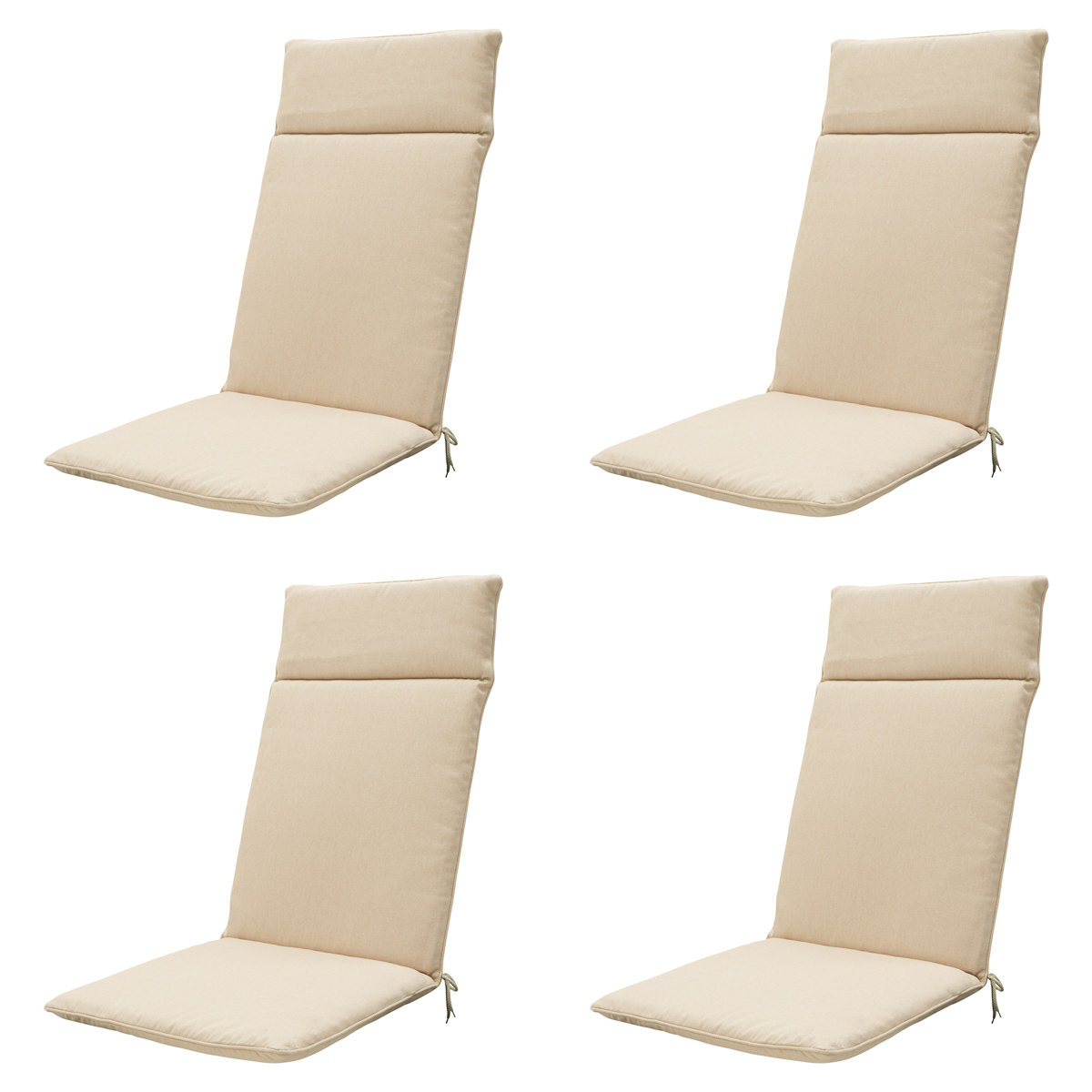 Madison -  Tuinstoelkussen Hoge Rug Beige canvas eco+ - Ca. 120x50 cm - Set van 4