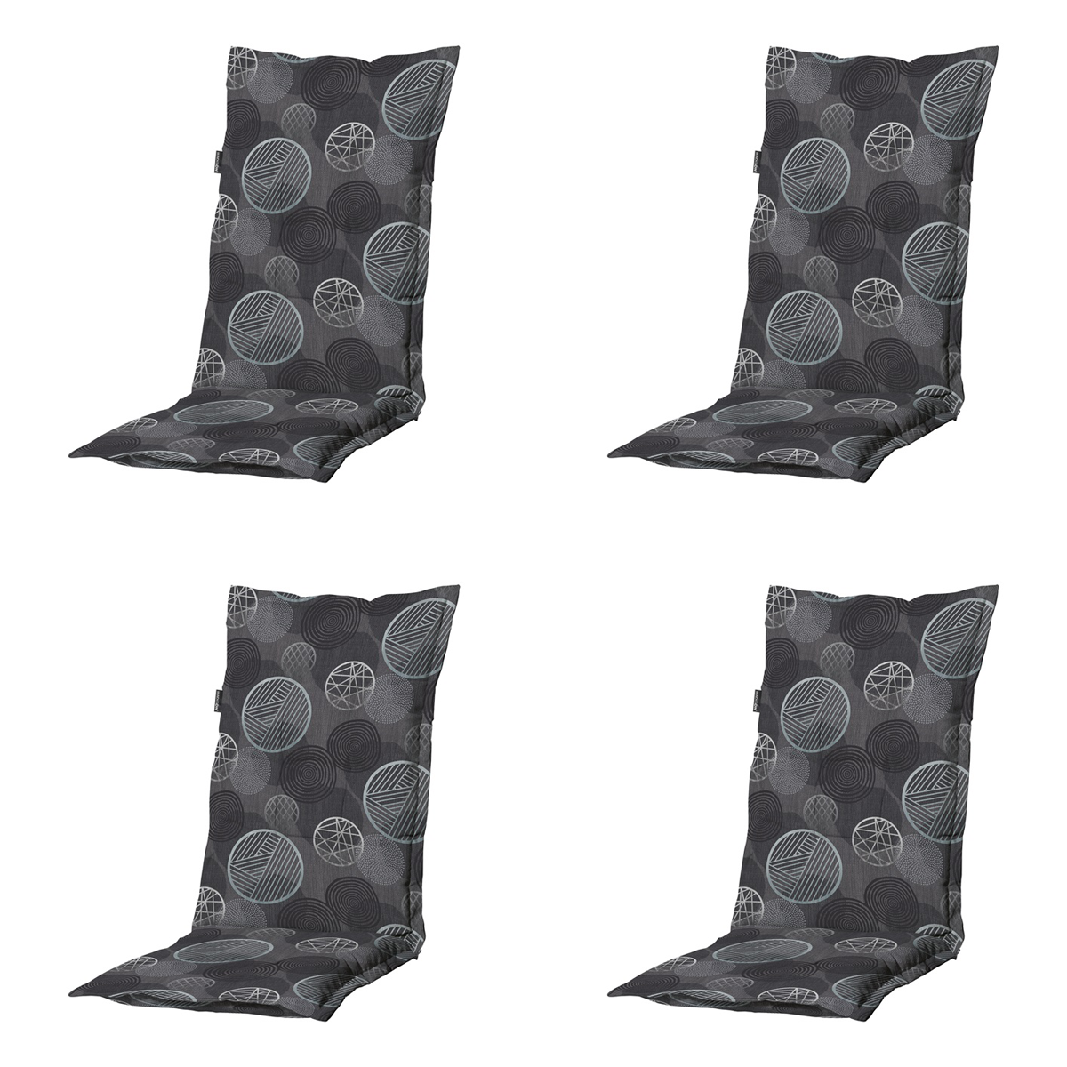 Madison -  Tuinstoelkussen Hoge Rug Circle grey - Ca. 123x50 cm - Set van 4