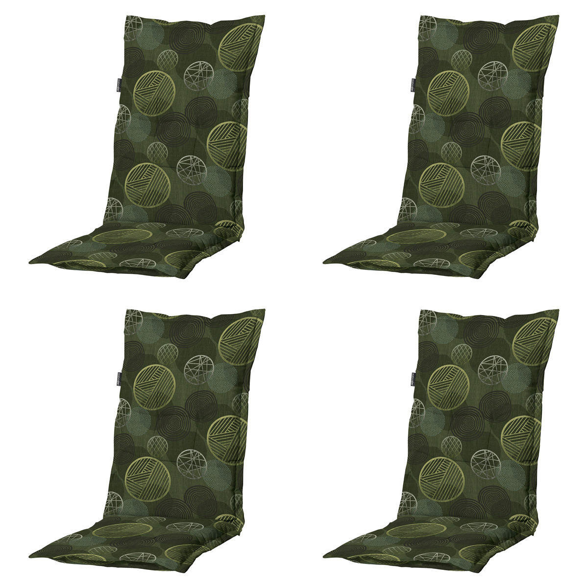 Madison -  Tuinstoelkussen Hoge Rug Circle green - Ca. 123x50 cm - Set van 4
