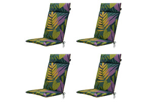 Madison -  Tuinstoelkussen Hoge Rug Iven green - Ca. 120x50 cm - Set van 4