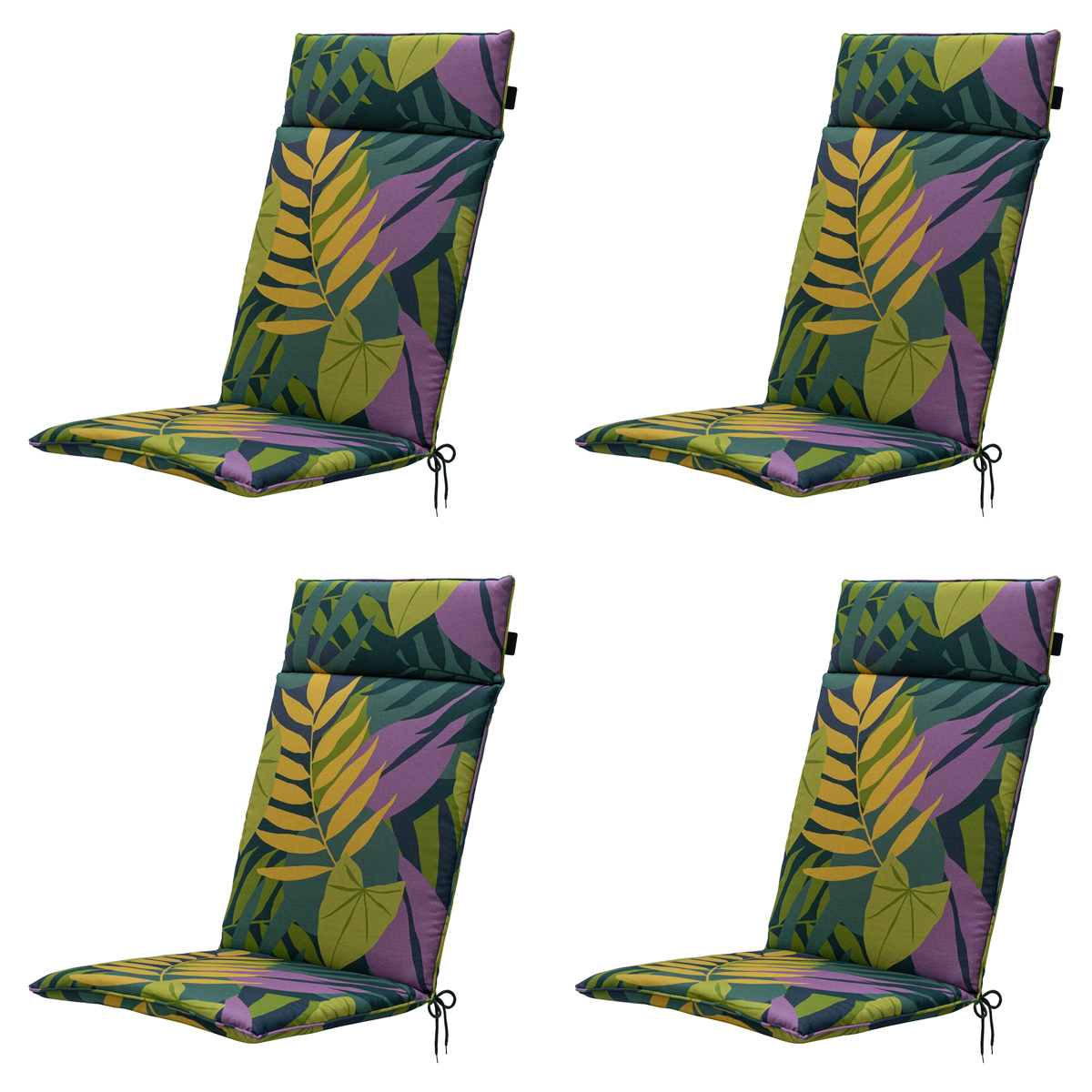 Madison -  Tuinstoelkussen Hoge Rug Iven green - Ca. 120x50 cm - Set van 4