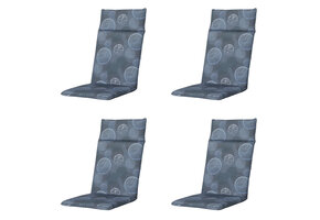 Madison -  Tuinstoelkussen Hoge Rug Circle blue - Ca. 120x50 cm - Set van 4