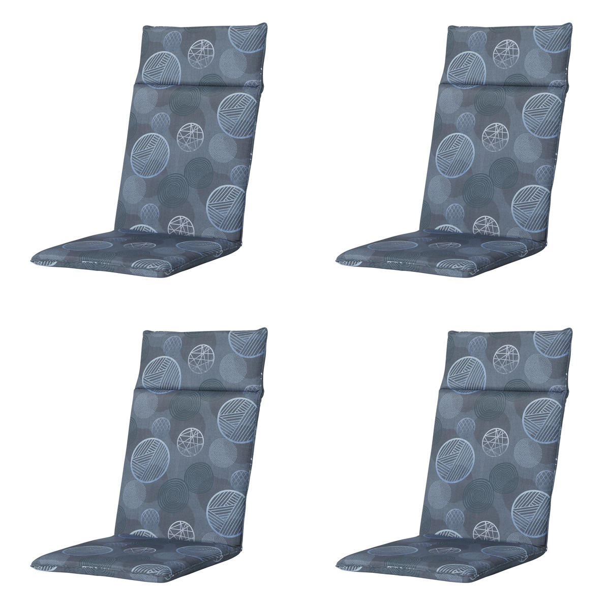 Madison -  Tuinstoelkussen Hoge Rug Circle blue - Ca. 120x50 cm - Set van 4