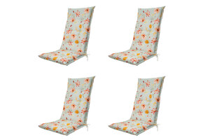 Madison -  Tuinstoelkussen Hoge Rug Florina orange - Ca. 123x50 cm - Set van 4