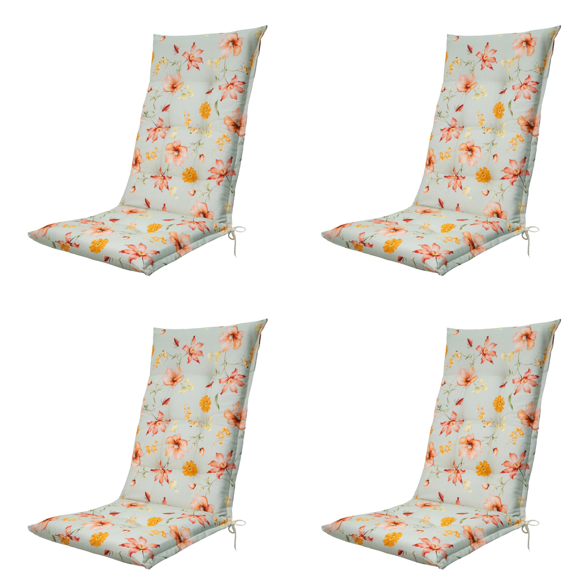 Madison -  Tuinstoelkussen Hoge Rug Florina orange - Ca. 123x50 cm - Set van 4