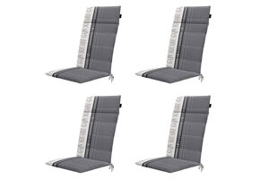 Madison -  Tuinstoelkussen Hoge Rug Madison garden grey - Ca. 120x50 cm - Set van 4