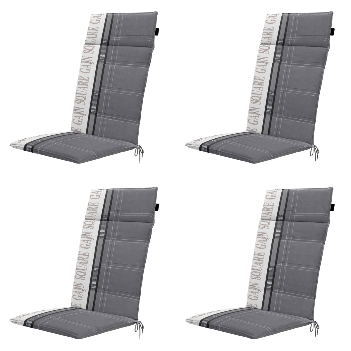 Madison -  Tuinstoelkussen Hoge Rug Madison garden grey - Ca. 120x50 cm - Set van 4