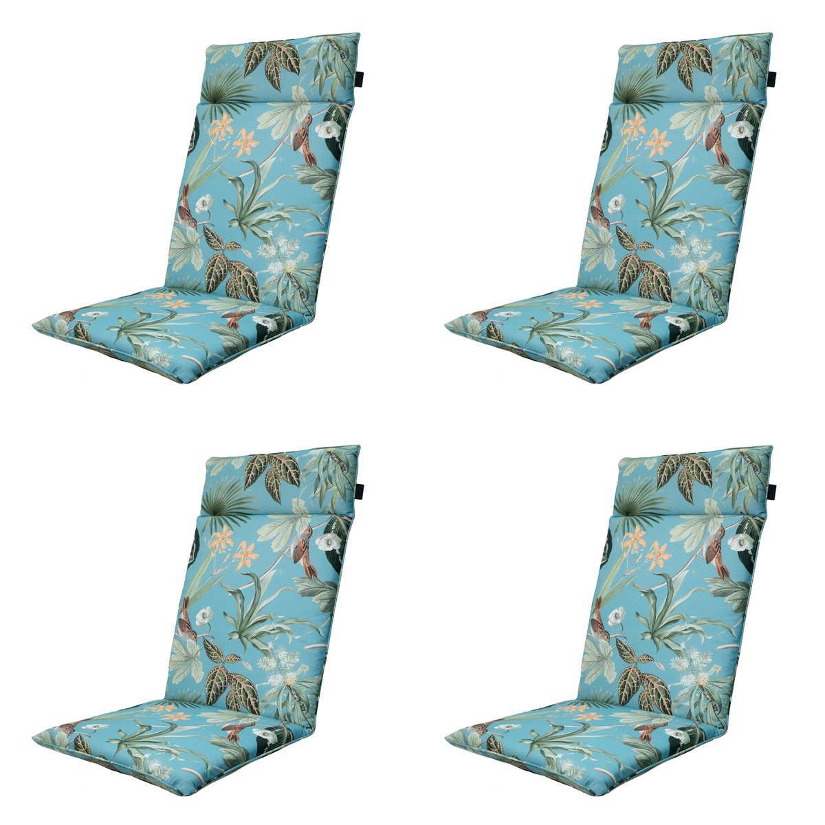Madison -  Tuinstoelkussen Hoge Rug Grasse aqua - Ca. 120x50 cm - Set van 4