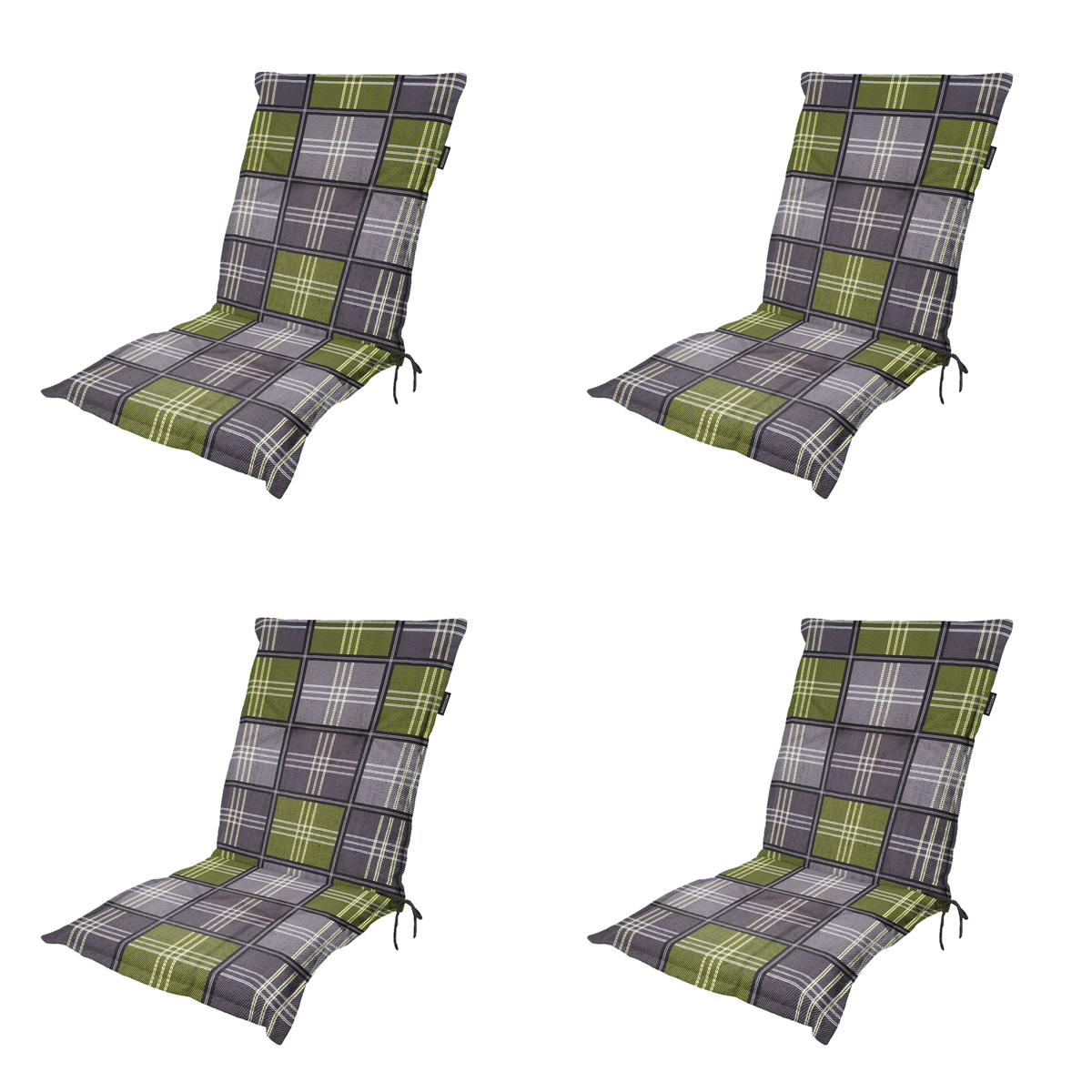 Madison -  Tuinstoelkussen Lage Rug Patchy olive - Ca. 105x50 cm - Set van 4