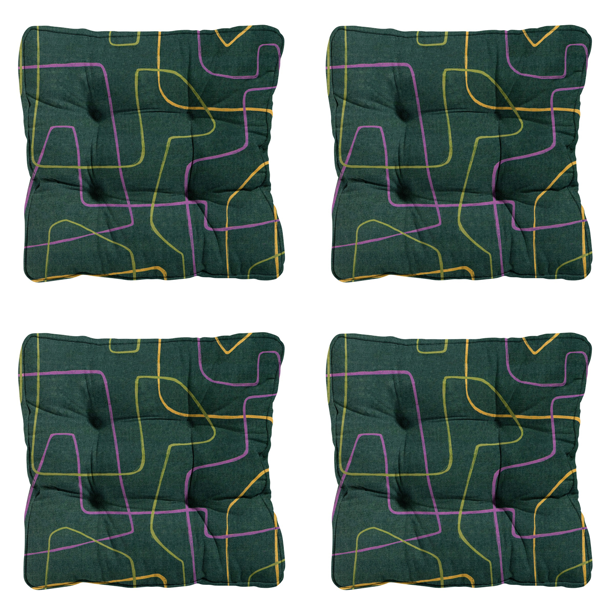 Madison -  Zitkussen Florance Joah green - Ca. 47x47 cm - Set van 4