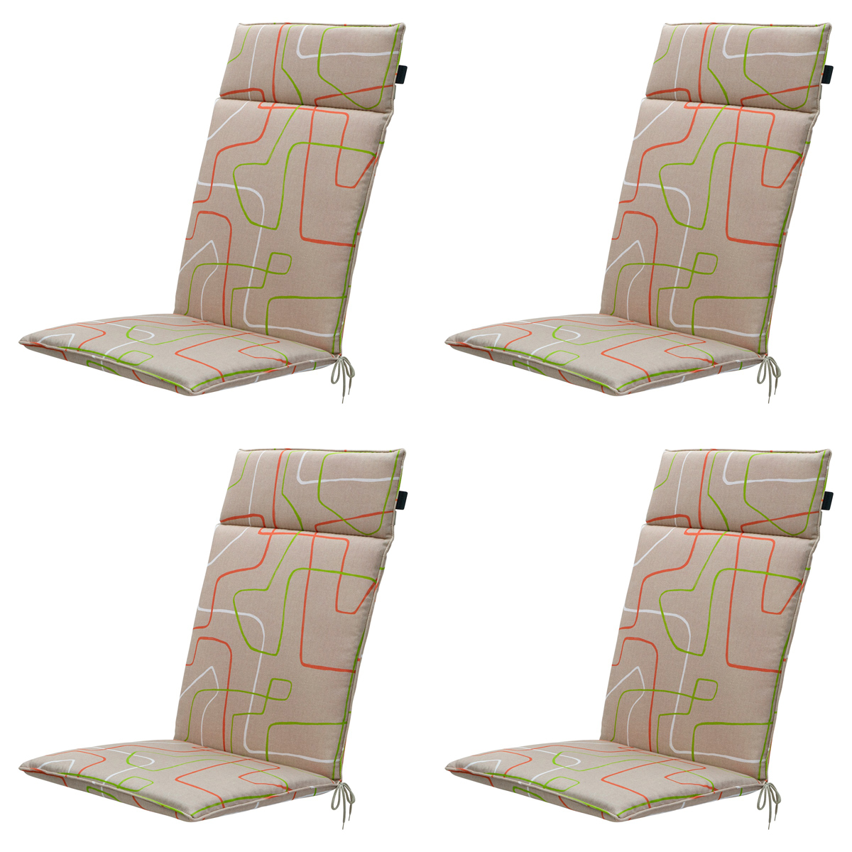 Madison -  Tuinstoelkussen Hoge Rug Joah terra - Ca. 120x50 cm - Set van 4