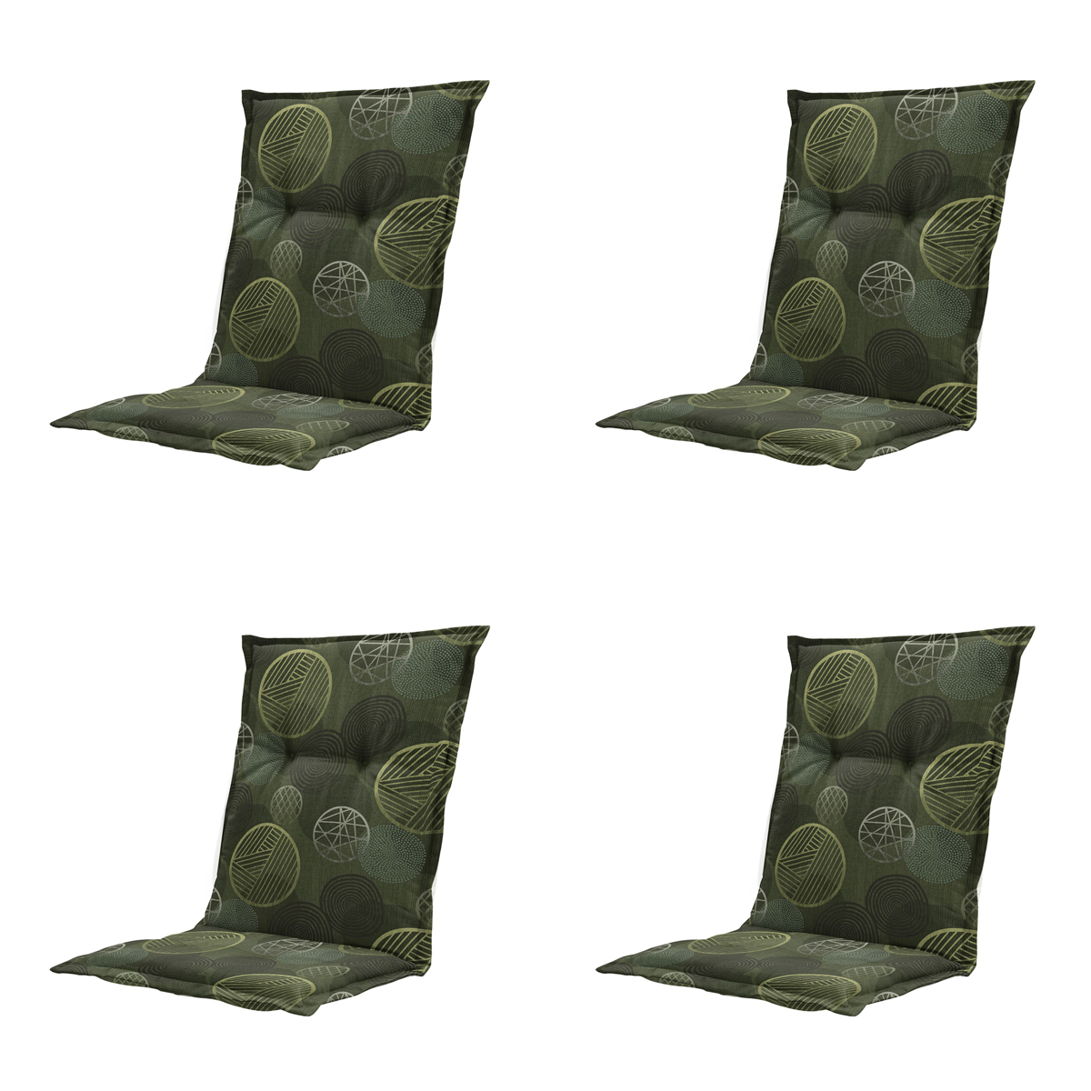 Madison -  Tuinstoelkussen Lage Rug Circle green - Ca. 105x50 cm - Set van 4